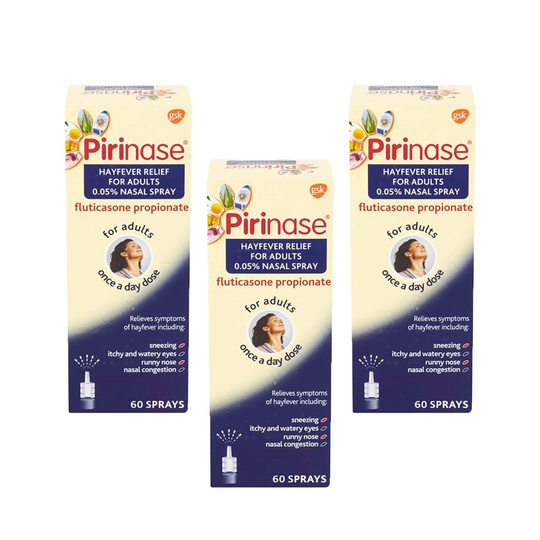 Pirinase Hayfever 0.05% Nasal Spray For Adults - 60 Sprays - 3 Pack