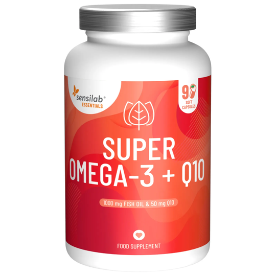 Essentials Super Omega-3, 90 Capsules. 1000 mg of omega-3 rich fish oil (280 mg DHA + 190 mg EPA) | Sensilab