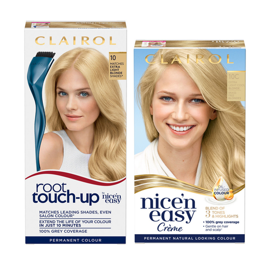 Clairol Root Touch-Up 10 Extra Light Blonde + Nice'n Easy 10C Extra Light Cool Blonde