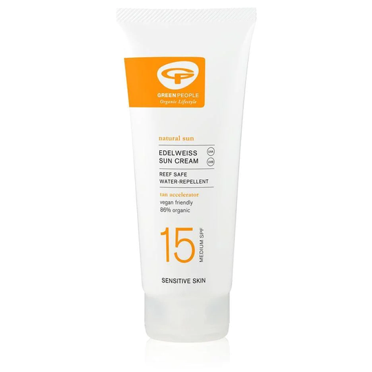 Green People Edelweiss Sun Cream with Tan Accelerator - SPF15, 200ml