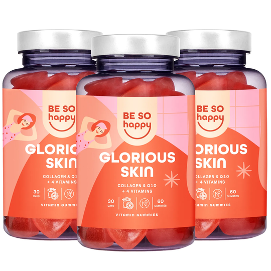 BeSoHappy Glorious Skin Collagen Gummies 3-Pack (180 gummies) - gorgeous, youthful-looking skin. Made with pectin. Orange-lemon flavour | Sensilab
