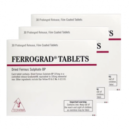 3 Packs Ferrograd Tablets (30 Tablets)