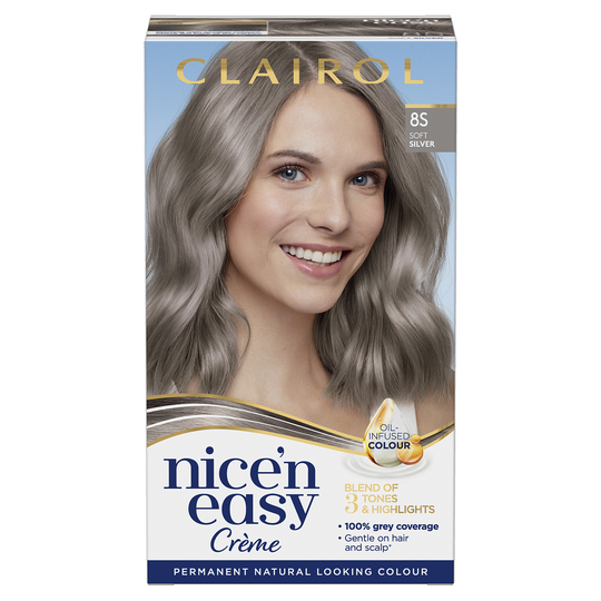 Clairol Nice'N Easy Creme Permanent Hair Dye 8S Soft Silver