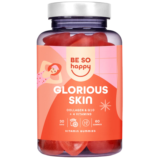BeSoHappy Glorious Skin Collagen Gummies (60 gummies) - gorgeous, youthful-looking skin. Made with pectin. Orange-lemon flavour | Sensilab
