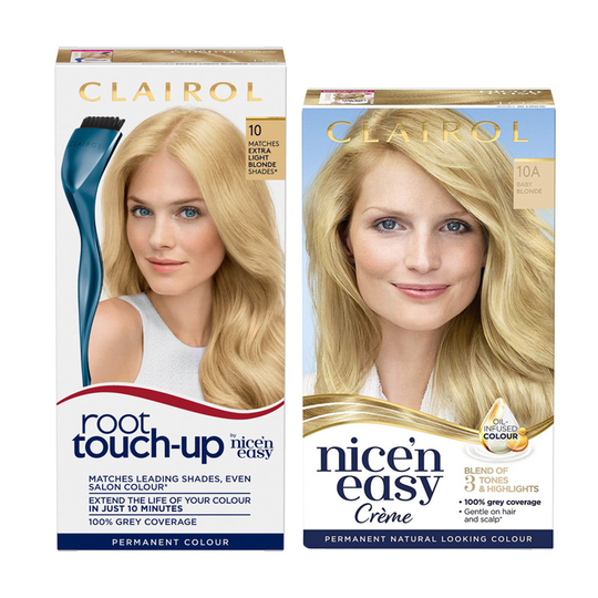 Clairol Root Touch-Up 10 Extra Light Blonde + Nice'n Easy 10A Baby Blonde