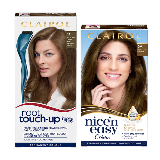 Clairol Root Touch-Up 6A Light Ash Brown + Nice'n Easy Creme 6A Light Ash Brown Hair Dye