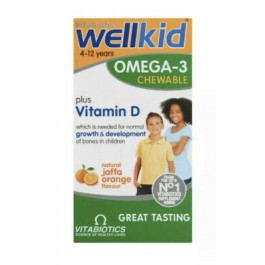 Vitabiotics Wellkid OMEGA-3 4-12yrs 60 orange chewable tablets