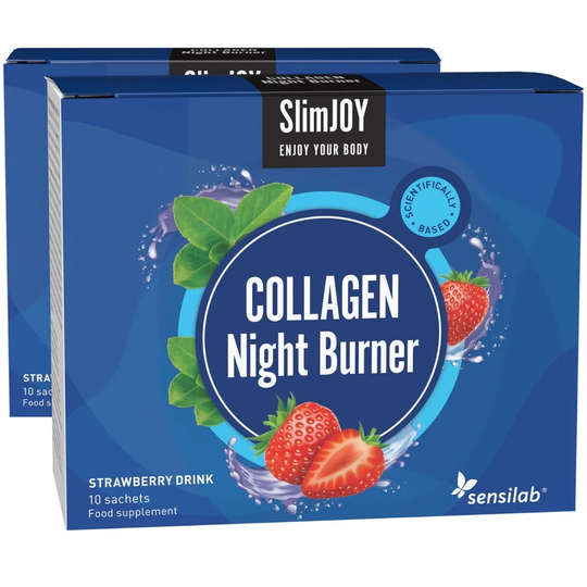 2x Collagen Night Burner - night-time fat-burning & collagen-boosting = less pounds & less wrinkles. With hydrolysed collagen. 2x10 servings | SlimJOY