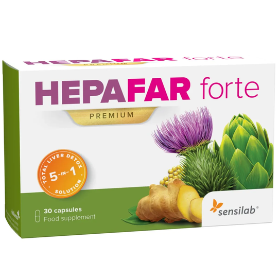 Hepafar Forte Premium - Liver detox capsules patented milk thistle extract = 10-times higher bioavailability. 30 capsules | Sensilab