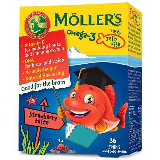 Moller's Omega 3 Jelly Fish Strawberry Gummies - 36 gummies