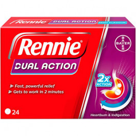 Rennie Dual Action 24 Chewable Tablets