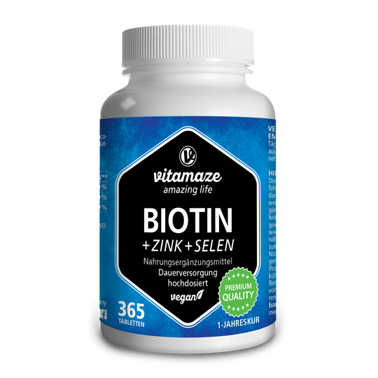 Biotin High Strength + Zinc + Selenium, 365 Vegan Tablets