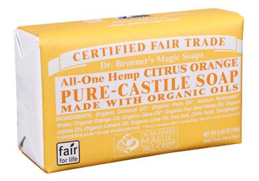 Dr Bronner Organic Soap Bar, 140gr, Citrus Orange