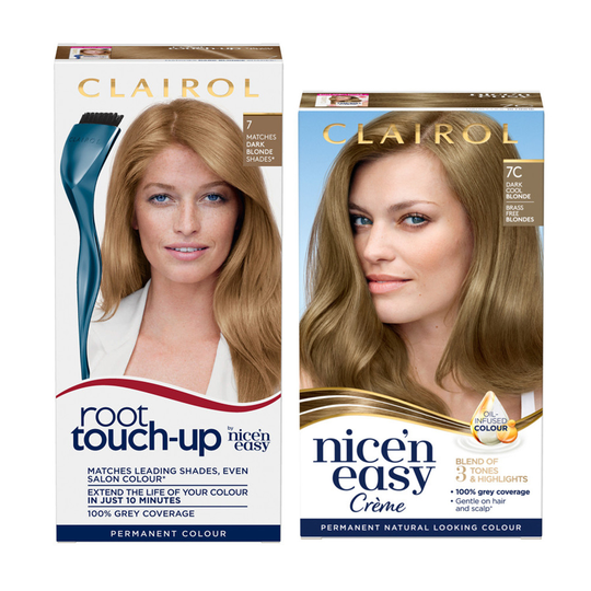 Clairol Root Touch-Up 7 Dark Blonde + Nice'n Easy 7C Dark Cool Blonde