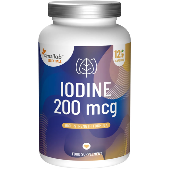 Essentials Iodine 200 mcg. 120 capsules. 200 μg of iodine in the form of potassium iodide. Vegan. Produced in EU | Sensilab