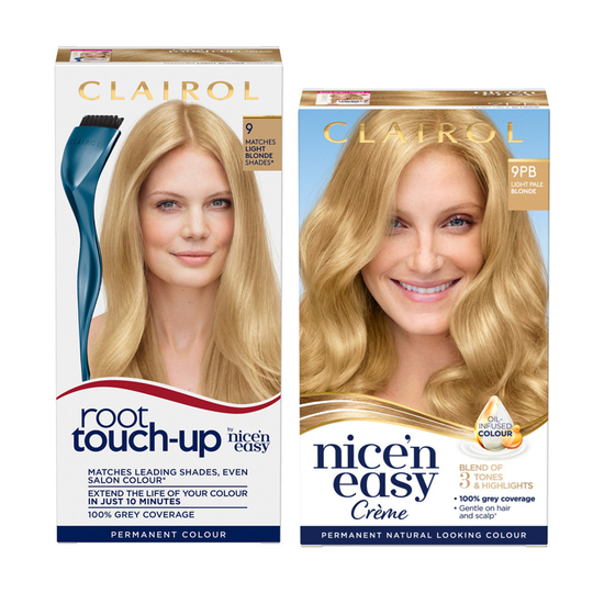 Clairol Root Touch-Up 9 Light Blonde + Nice'n Easy 9PB Light Pale Blonde