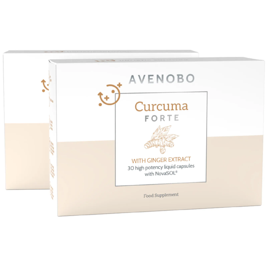 2x Avenobo Turmeric Capsules | With NovaSOL Curcumin In Micellar Form - 185x Higher Bioavailability + Vitamin D3 | 2x 30 Capsules | Sensilab