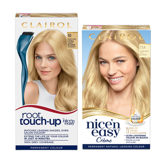 Clairol Root Touch-Up 10 Extra Light Blonde + Nice'n Easy 11A Ultra Light Ash Blonde