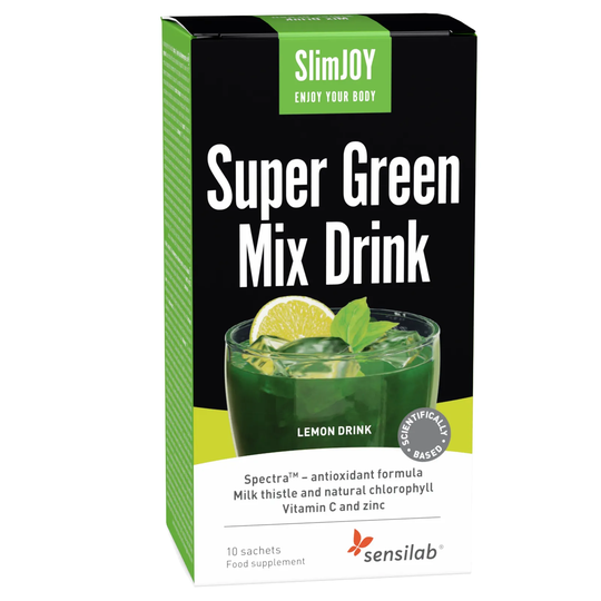SlimJOY Super Green Mix Drink - 31 fruits, vegetables and herbs + Vitamin C and zinc. Clinically-backed antioxidant protection. 10 sachets