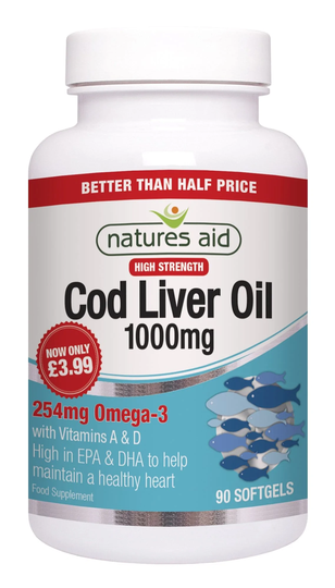 Natures Aid Cod Liver Oil High Strenght, 90 Capsules