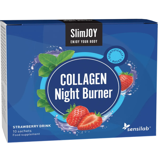 SlimJOY Night Burn Collagen - night-time fat-burning and collagen-boosting = less pounds and less wrinkles | With hydrolysed collagen I | 10 sachets